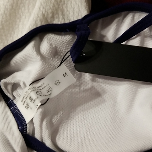 NWT CUT OUT TUMMY CONTROL HIGH WAISTED FRONT TIE KNOW SWIM. MEDIUM navy blue - Picture 9 of 10